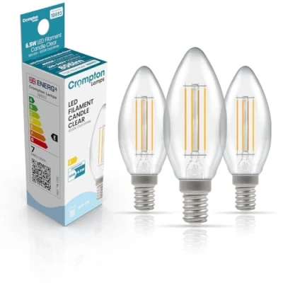 Image of Crompton Candle LED Light Bulb E14 6.5W (60W Eqv) Cool White Filament Clear