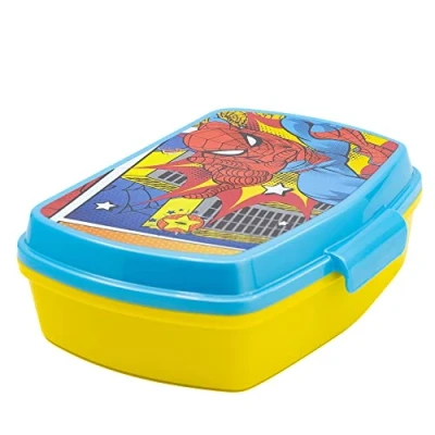 Image of Stor 74774 Rectangular SANDWICHERA Spiderman Midnight Flyer Lunch Box, Plastic