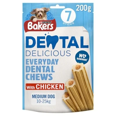 Image of Bakers Dental Delicious Medium Dog Chews Chicken 200g, Pack of 6