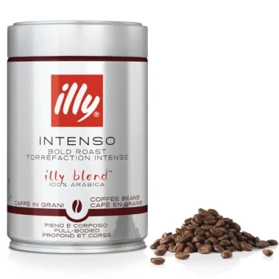 Image of illy Coffee Intenso Beans Dark Roast 100% Arabica Whole Ideal for Moka Pots, Filter Coffee, Espresso and Lungo Coffees 250g Tin