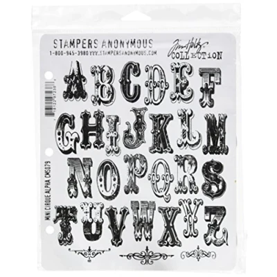 Image of Tim Holtz 7 x 8.5 inch Cling Rubber Stamp Set Mini Cirque Alpha
