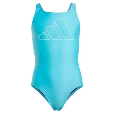 Image of adidas Girl&#039;s Performance Big Bars Swimsuit Kids, Lucid Cyan/White, 4 5 Years