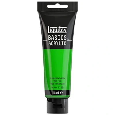Image of LIQUITEX Basics Acrylic Paint, Fluorescent Green, 118 ml Tube