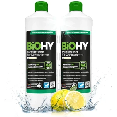 Image of BiOHY Floor Cleaner for wiping robots (2 x 1l Bottle) Concentrate all &amp; suction with wet function sustainable ecological (Wischroboter)
