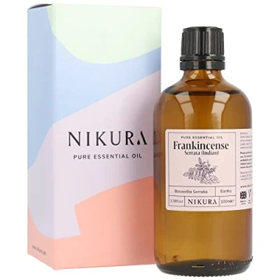 Image of Nikura Indian Frankincense (Serrata) Essential Oil 100ml 100% Pure Natural Oils Perfect for Aromatherapy, Diffusers, Humidifier, Bath Great Self Care, Massage, Skin Vegan &amp; UK Made