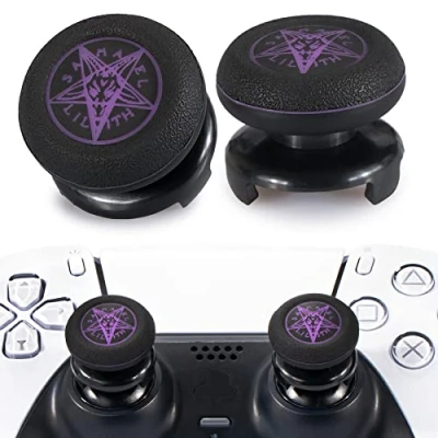 Image of Playrealm FPS Thumbstick Extender &amp; Printing Rubber Silicone Grip Cover 2 Sets for PS5 Dualsenese PS4 Controller (Demon Summon)