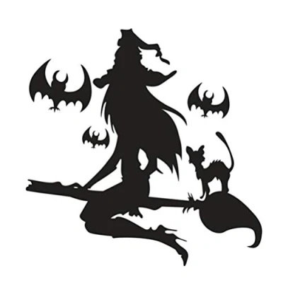 Image of Healifty Halloween Wall Sticker Decals Removable Bat Black Cat Witch Window Stickers Decorations