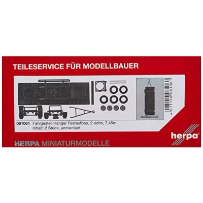 Image of herpa 081061 Trailer Chassis for 2 axle Fixed Body 7.45 m, Content Pieces