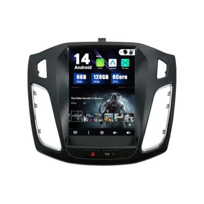 Image of SXAUTO 6G+128G Android 12 IPS Car Stereo For Ford Focus (2010 2014) Wireless CarPlay/Android Auto/DSP LED Camera + MIC 9 Inch 2 Din DAB Steering Wheel 4G WiFi Fast boot 360 AHD BT