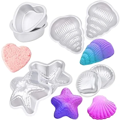 Image of DIY Bath Bomb Kit, Molds for Crafting Handmade Spa Fizzy Making Supplies, Round Sphere Shape (Set 8) Moulds Tin