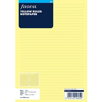 Image of Filofax A5 Ruled Notepaper Yellow
