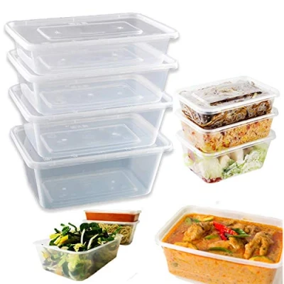 Image of Microwave Takeaway Plastic Food Containers with Lids Storage Freezer &amp; Dishwasher Safe Ideal for Meal prep Clear Container (25, 1000ml)
