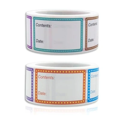 Image of 2 Rolls Food Labels Stickers 1000 Pieces Freezer Self Adhesive Jam Jar 40 x 25mm Sticky Label Removable Sticker for Kitchen Bottle Jams Containers