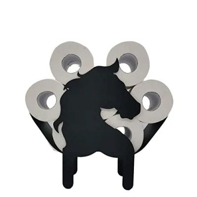 Image of Novelty Toilet Paper Roll Holder, Animal Towel Rack,Free Standing Wall Mount or Bathroom Tissue Storage ,Large Capacity Holder for Washroom Rack Organization (Horse)
