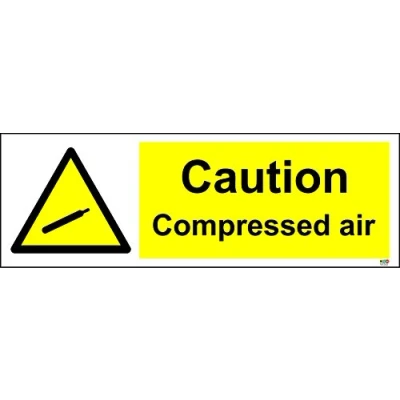 Image of Warning Signs Caution Compressed air Safety Sign Self Adhesive Sticker 300mm x 100mm