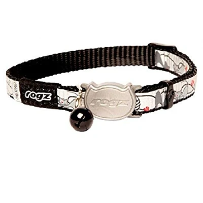Image of Reflectocat ROGZ CAT COLLAR WITH BREAKAWAY BUCKLE AND NIGHT TIME VISABILITY (Black Cat)