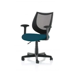 Image of Camden Black Mesh Chair in Bespoke Seat Maringa Teal