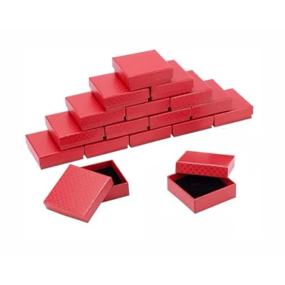 Image of Kaguyo 15PCS White Cardboard jewellery Boxes, Kraft Boxes Jewelry Gift Box for Rings and Earrings, Packaging Small Earrings 5x5x2.2cm (20pc red box)