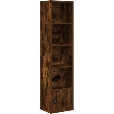 Image of vidaXL Smoked Oak Engineered Wood Bookcase 127cm Modern Freestanding Storage Solution for Living Rooms and Offices