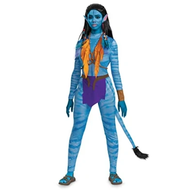 Image of Neytiri Costume, Deluxe Official Disney Avatar Way of the Water Adult Outfit and Ears with Accessories, Neytiri, L