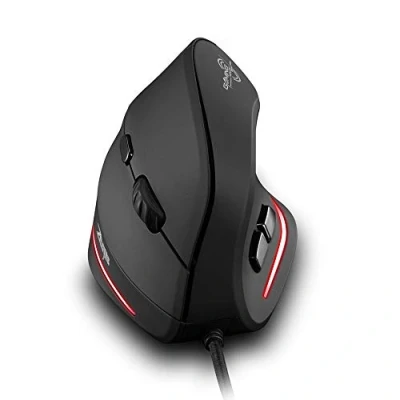 Image of Zelotes Ergonomic Vertical Mouse, 3200 2400 1600 1000DPI, 6 Buttons USB Wired Mouse Computer for PC, Mac, Black