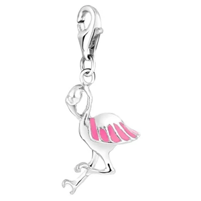 Image of Nenalina 714050 001 Flamingo Charm Pendant in 925 Sterling Silver, Fits All Common Jewellery