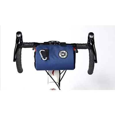 Image of ULAC COURSIER 2.7L Neo Porter Bike Feed Bag for Handlebar, with Front Eyelet Accommodating Lights and Sunglasses a Shoulder Strap Easy Transport(Navy Orange)
