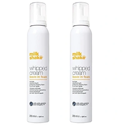 Image of Milk shake whipped cream leave in foam, duo pack of 2 x 200 ml, conditioning and protective creamy foam for all hair types, 400ml