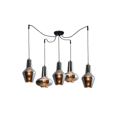 Image of Milia Ceiling Cluster Pendant 5 Light Glass Chrome