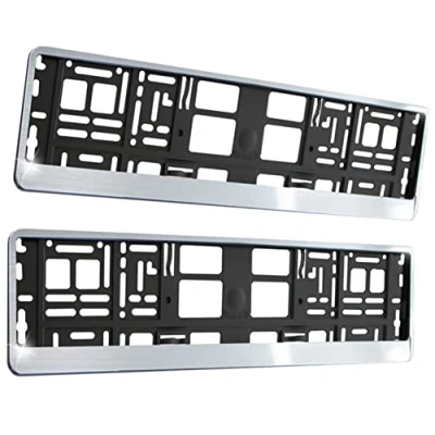 Image of INTENSE 2 x Racing Systems Number Plate Holder Brushed Stainless Steel Look 520 110 mm Car Licence Frame Black /
