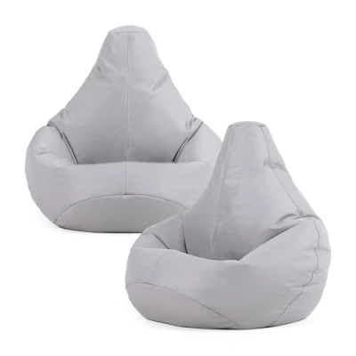Image of Bean Bag Bazaar Kids Gaming Chair, Indoor Outdoor Bags, Grey, 69cm x 59cm, Large, 2 Pack