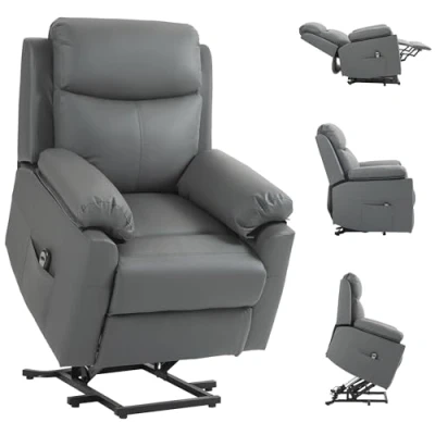 Image of HOMCOM Riser and Recliner Chair for the Elderly, Lift with Remote Control, Side Pockets, Pocket Spring, Charcoal Grey