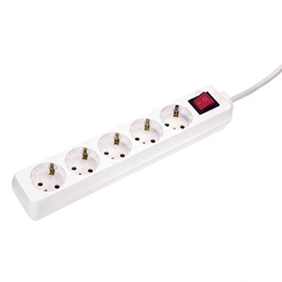 Image of as Schwabe 35011 Power Strip 5 Sockets Type F with Switch and Child Safety Lock Inside Cable H05VV 3G1.5 IP20 1.4 m,