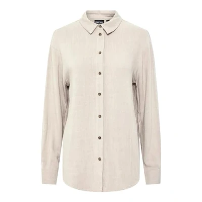 Image of PIECES Women&#039;s Pcvinsty Ls Shirt Noos Bc, Oatmeal, S