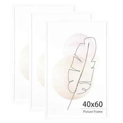 Image of KAIWIN 40x60 Picture Frame White Set of 3, Wooden Poster Frame, Frames for Wall Mounting Display Home, Office,Gallery,Holiday with Photos, Posters, Puzzles