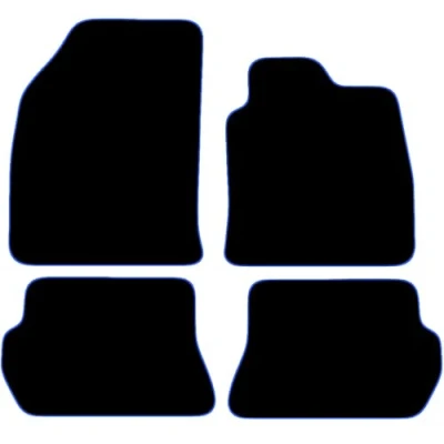 Image of Carsio Carpet Car Mats For Ford Fusion Automatic 2002 2012 Tailored Fit Floor Mat Set Complete Accessory Black Custom Fitted All Weather, Anti Slip Backing &amp; Blue Trim