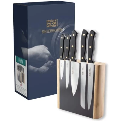 Image of Taylor&#039;s Eye Witness Heritage Oak 5 Piece Knife Block Set