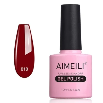 Image of AIMEILI Red Nail Polish Soak Off UV LED Gel Varnish 10 ml Dark Vixen (010)