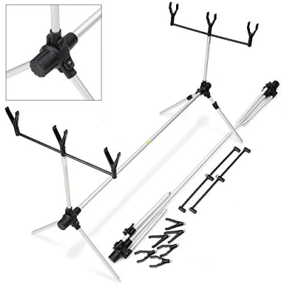 Image of DNA LEISURE Deluxe Carp Fishing XL 3 Rod Pod And Rest Set Aluminium Sturdy Folding 100cm