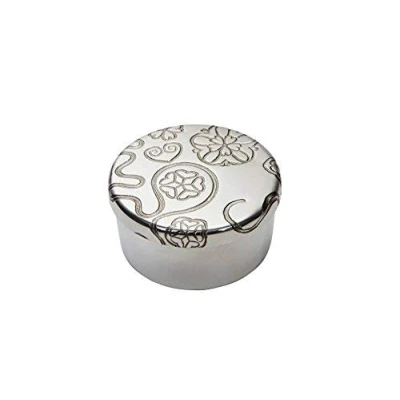 Image of Wentworth Pewter Small Yorkshire Rose Round Trinket Box, Pill Gift diameter:50mmH:25mm