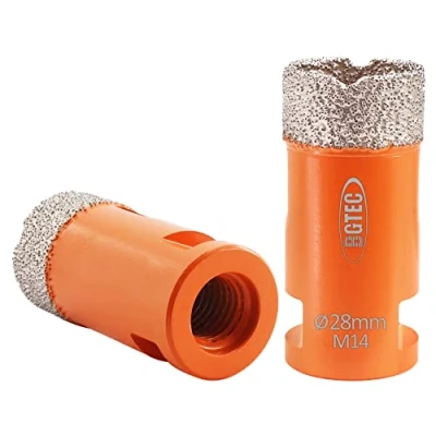 Image of BGTEC Dry Diamond Core Drill Bits for Porcelain Tile Ceramic Marble Brick M14 Thread 2pcs Diameter 28mm