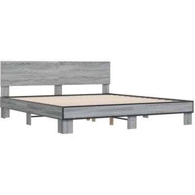 Image of vidaXL Bed Frame without Mattress Grey Sonoma 180x200 cm Super King