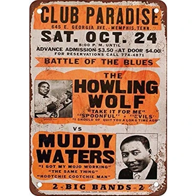 Image of Inga Howling Wolf Muddy Waters Retro Metal Painted Art Poster Tin Sign 8x12 inches