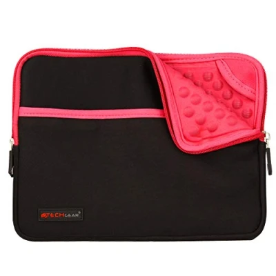 Image of TECHGEAR Pro Sleeve [10] Slim Neoprene Zipped Pocket Pouch Case, Anti Shock Bubble Interior fits iPad 10.9, 10.2, 9.7&quot;, 11, 10.5, Air 4 3 2, 2 PINK