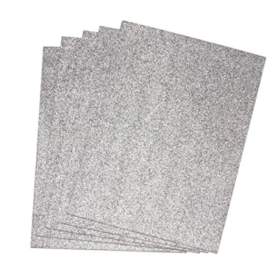 Image of Hobby &amp; Crafting Fun 22cmx30cm Craft Foam Sheets 5pcs Glitter Silver #1531