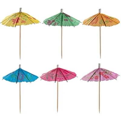 Image of [240 Count] Umbrella Cocktail Drink Picks Assorted Tropical Colors Party Toothpicks