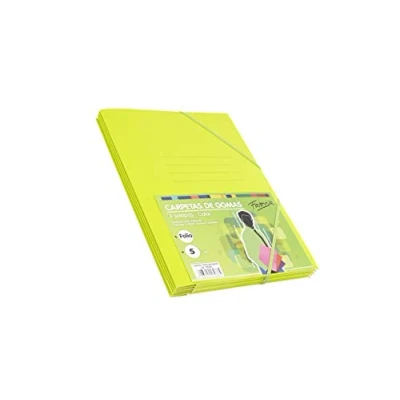 Image of Pack of 5 Folders Folio Size with Flap and Elastic Rubber Apple Colour