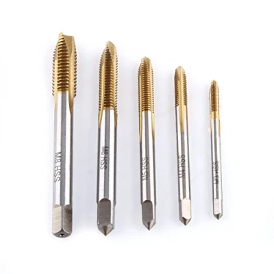 Image of 5pcs/set Titanium Coated HSS Thread Screw Tap Kit M3 M4 M5 M6 M8 Forward Chip Ejection Metric and Die Set Tapping Tools