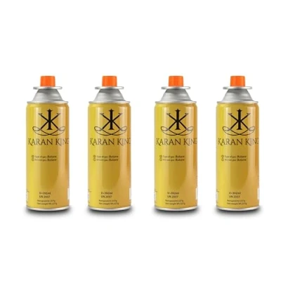 Image of KARAN KING Butane Gas Bottles Canisters for Camping Heater, Cooker, BBQ (Pack of 4)