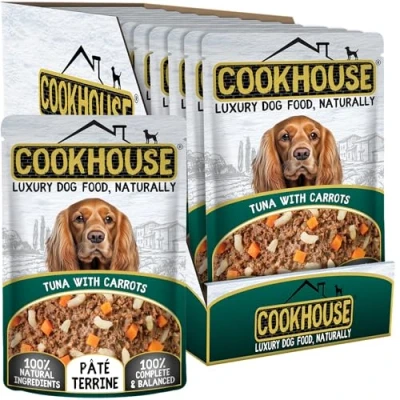 Image of COOKHOUSE 100% Natural &amp; Complete Luxury Wet Dog Food 15 x 100g Pouches Tuna with Carrots Pate Terrine